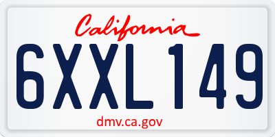 CA license plate 6XXL149