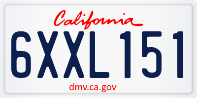 CA license plate 6XXL151