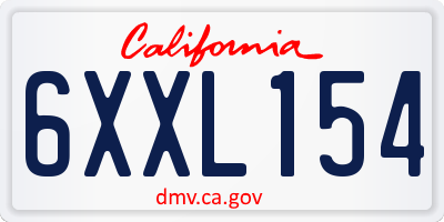 CA license plate 6XXL154