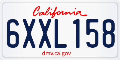 CA license plate 6XXL158