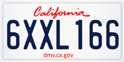 CA license plate 6XXL166