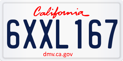 CA license plate 6XXL167
