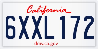 CA license plate 6XXL172