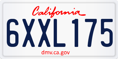 CA license plate 6XXL175