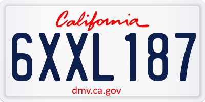 CA license plate 6XXL187