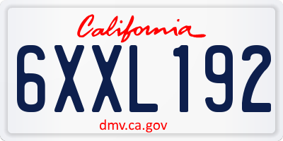 CA license plate 6XXL192