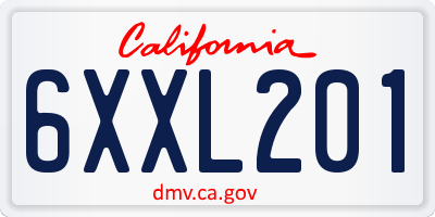 CA license plate 6XXL201