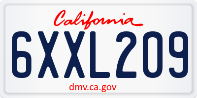 CA license plate 6XXL209