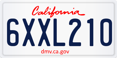 CA license plate 6XXL210