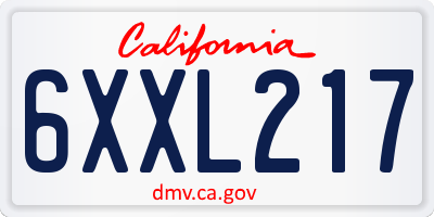 CA license plate 6XXL217