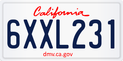 CA license plate 6XXL231