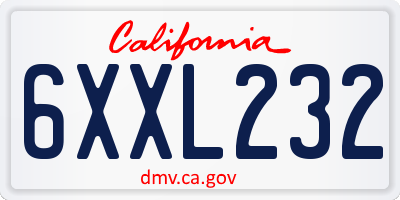 CA license plate 6XXL232