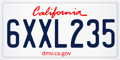 CA license plate 6XXL235