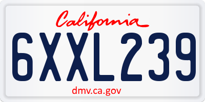 CA license plate 6XXL239