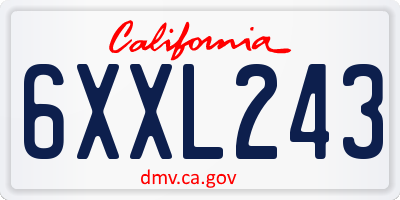 CA license plate 6XXL243