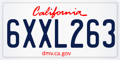 CA license plate 6XXL263