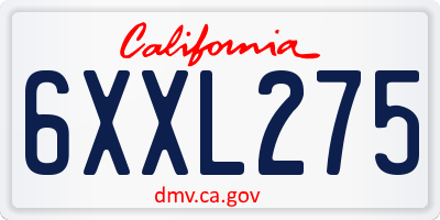 CA license plate 6XXL275