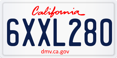 CA license plate 6XXL280