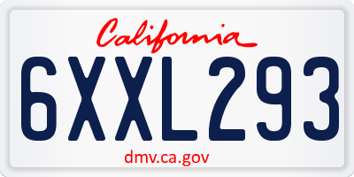 CA license plate 6XXL293