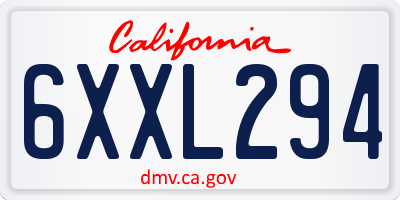 CA license plate 6XXL294