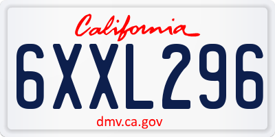 CA license plate 6XXL296