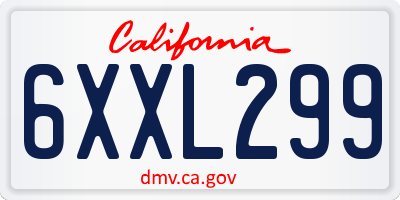 CA license plate 6XXL299