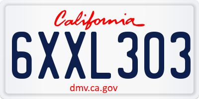 CA license plate 6XXL303