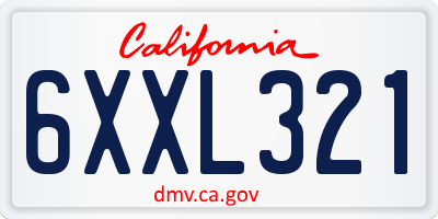CA license plate 6XXL321