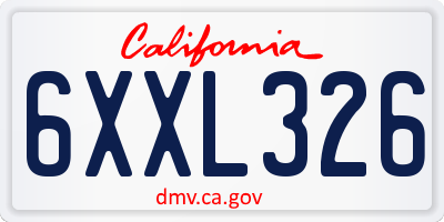CA license plate 6XXL326