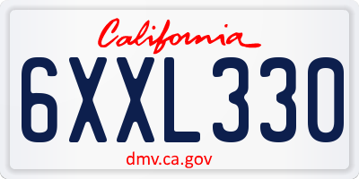 CA license plate 6XXL330