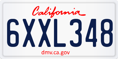CA license plate 6XXL348