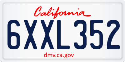 CA license plate 6XXL352