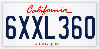 CA license plate 6XXL360