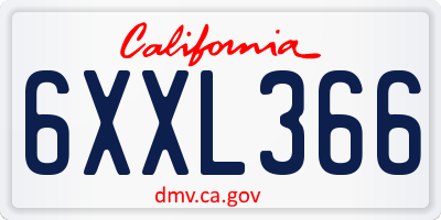 CA license plate 6XXL366