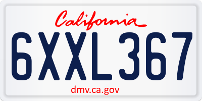 CA license plate 6XXL367