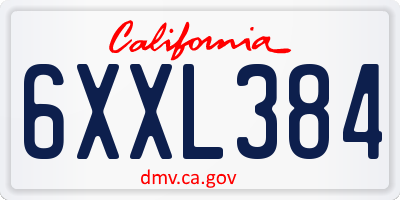 CA license plate 6XXL384