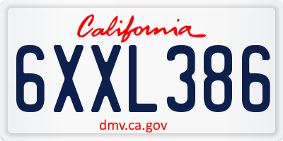 CA license plate 6XXL386