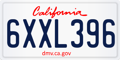 CA license plate 6XXL396