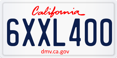 CA license plate 6XXL400