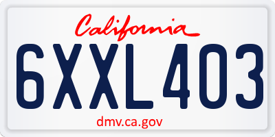 CA license plate 6XXL403