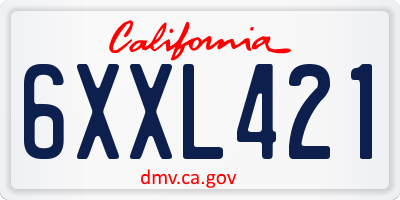 CA license plate 6XXL421