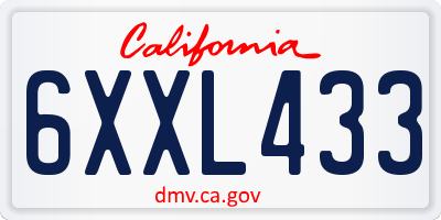 CA license plate 6XXL433