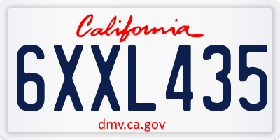 CA license plate 6XXL435