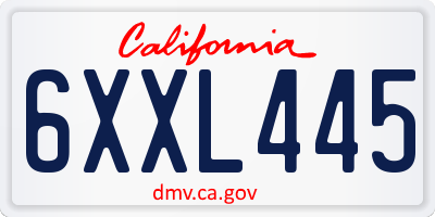 CA license plate 6XXL445