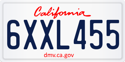 CA license plate 6XXL455