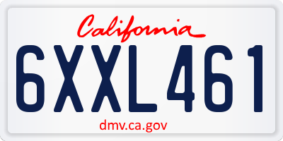 CA license plate 6XXL461