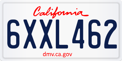 CA license plate 6XXL462
