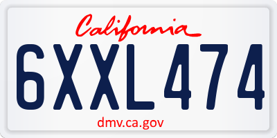 CA license plate 6XXL474