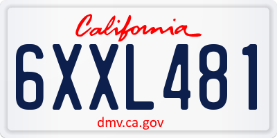 CA license plate 6XXL481