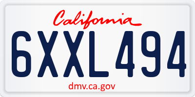 CA license plate 6XXL494